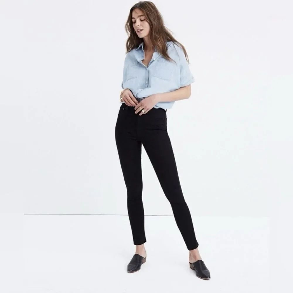 Madewell Curvy High Rise Skinny Jeans Raw Hem Black Size 31T
